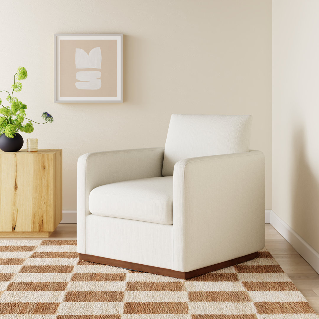 Bobbi Rounded Back Upholstered Swivel Armchair